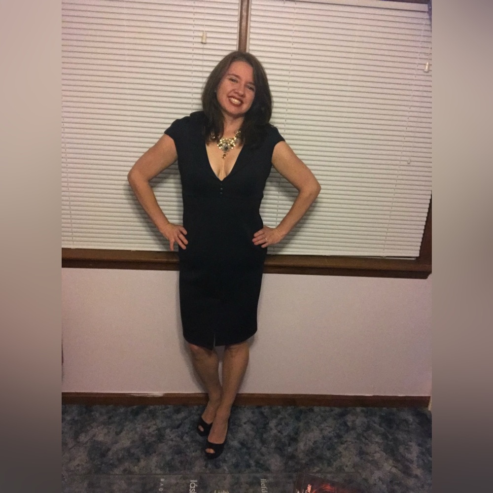 Dress to impress with this business professional navy blue dress!